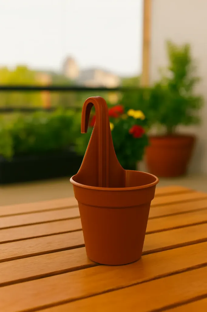 12 Piece Hanging Pot– BP Plastic Secure Balcony Railing Planter for Hanging Gardens